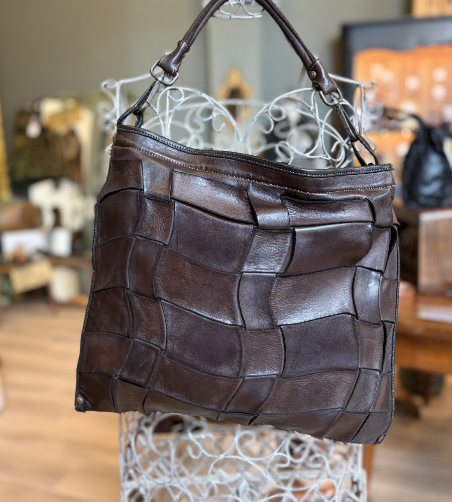 Borsa a sacca in pelle intrecciata Bayside BS800