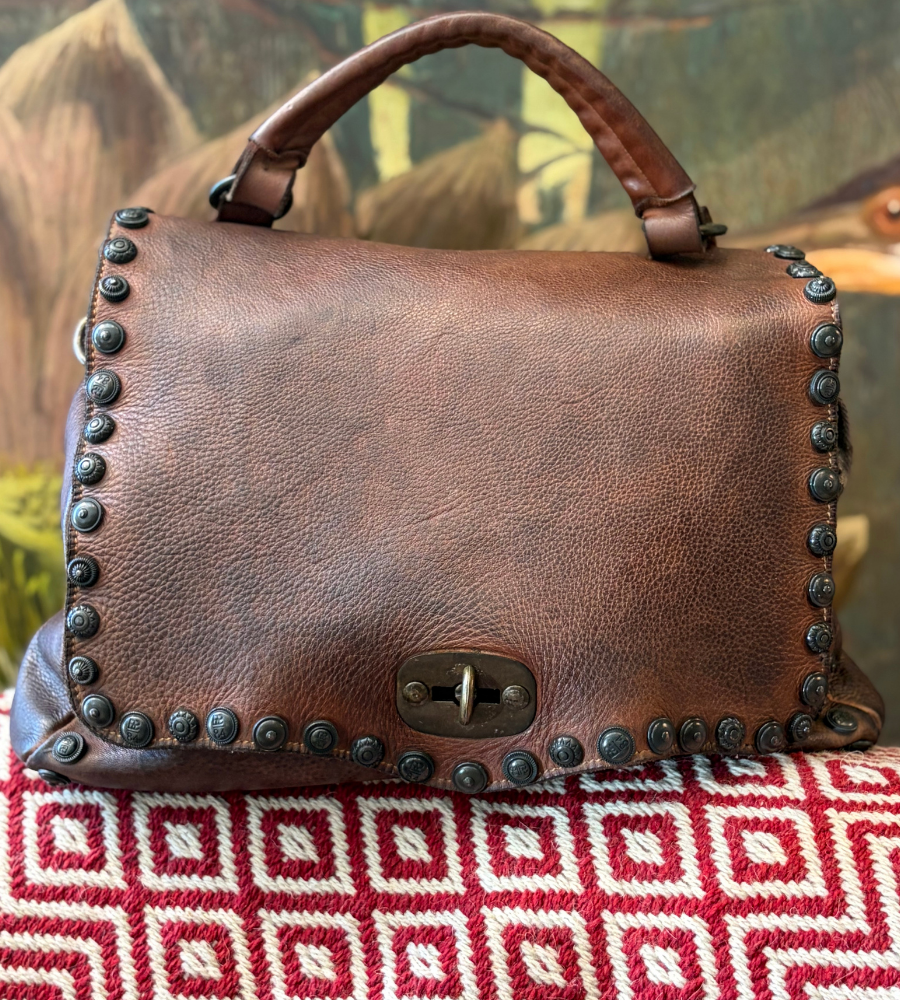 Borsa a spalla in pelle con borchie Bayside BS510 Rock